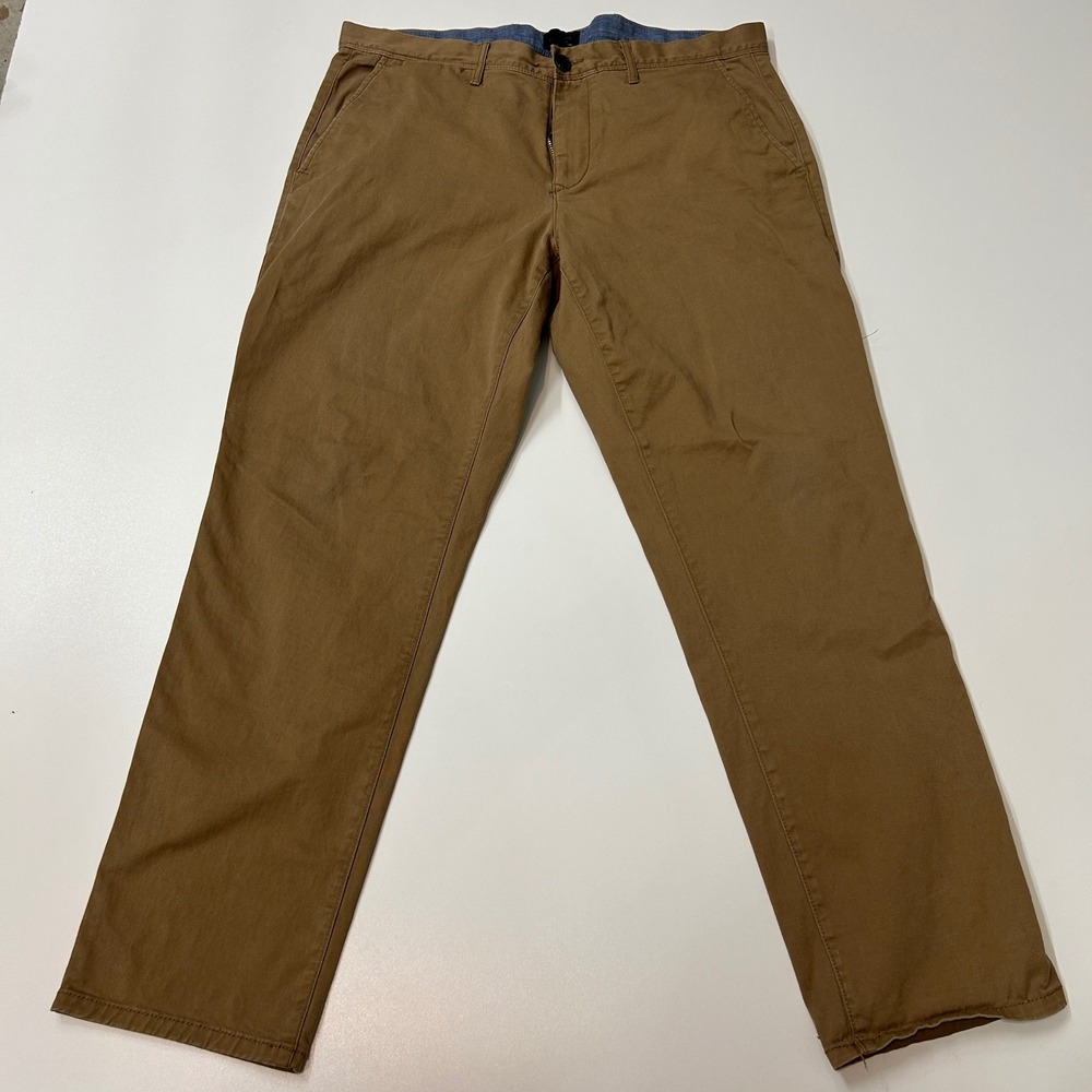 GapKHAKIS Slim Stretch Chino Pants Mens 36x30 Brown Flat Front Casual Trousers